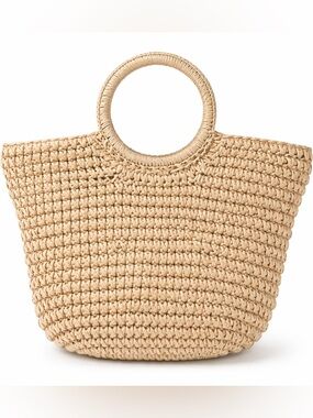 Lulla Collection Woven Rattan Handbag with shoulder strap